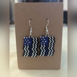 Blue thin line earrings handmade